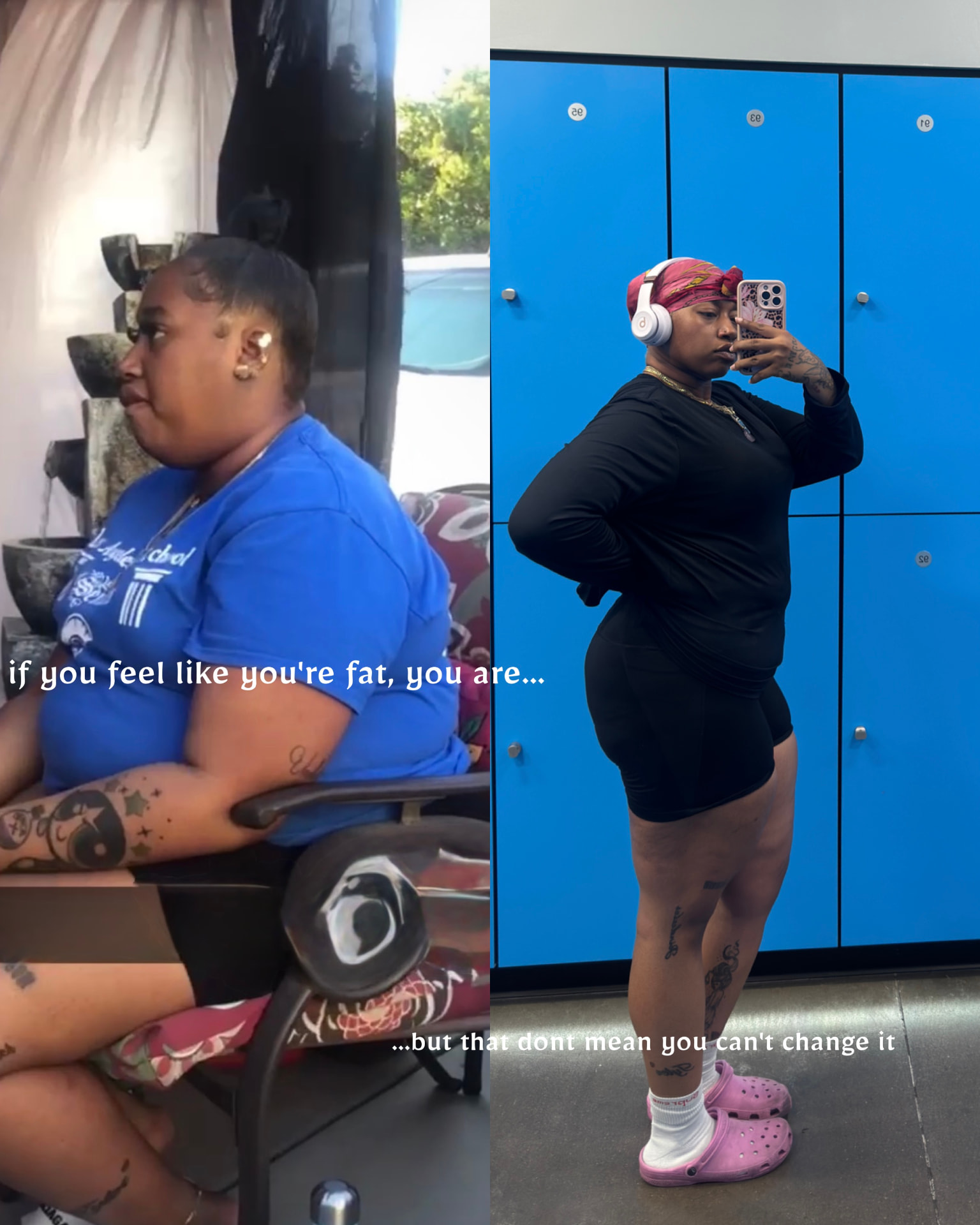 Client transformation: before and after progress photos side by side