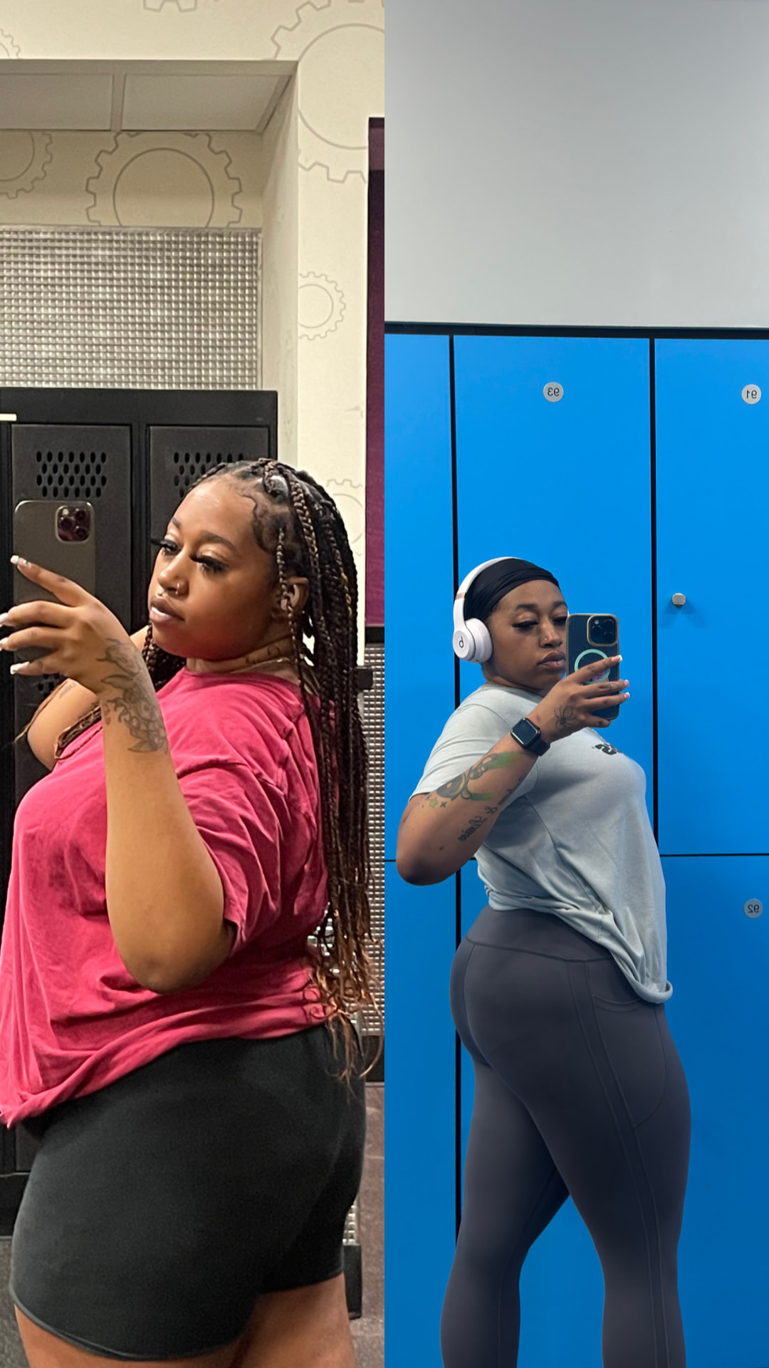 Client transformation progress photos showing body composition change